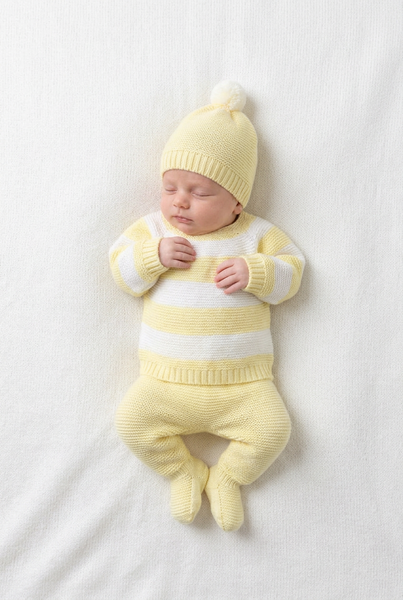 LIGHT YELLOW NEWBORN WHITE STRIPED 3P SET