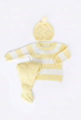 LIGHT YELLOW NEWBORN WHITE STRIPED 3P SET