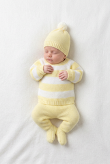 LIGHT YELLOW NEWBORN WHITE STRIPED 3P SET