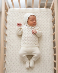 BABY OPENWORK BLANKET AND WHITE COLLAR NEWBORN 4P SET