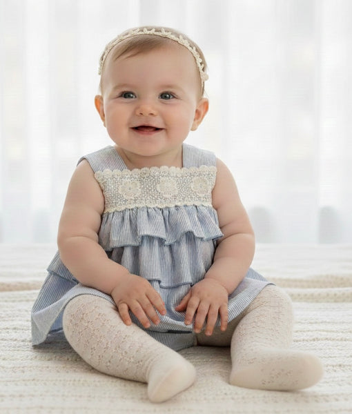 BABY LEYERED SHORT DRESS AND FLORAL APPLIQUES SET FANTASIA