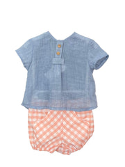 BOYS PLAID SHORT AND SHIRT SET BARBADOS
