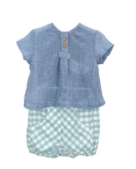 BOYS PLAID SHORT AND SHIRT SET BARBADOS