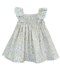 GIRL LIBERTY PRINT RUFFLE SLEEVE DRESS BARBADOS