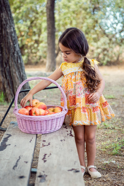 GIRLS PATCHWORK FLORAL PRINT DRESS WITH BLOOMER 2P AIKIDO