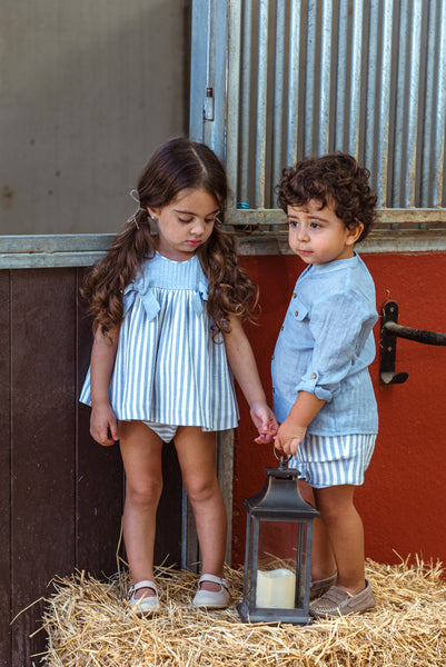 GIRLS STRIPED AND BOWS DRESS WITH BLOOMER 2P NAGARE