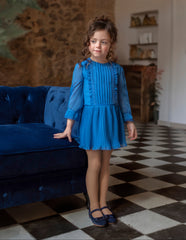 GIRLS PLEATED BLUE DRESS