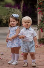 BOYS COLLAR STRIPED SHIRT WITH SHORT SET 2P