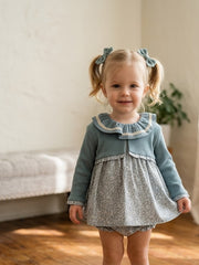 CONJUNTO BABY LIBERTY DE VESTIDO CORTO, BLOOMER Y CÁRDIGAN 3P ONDULINA