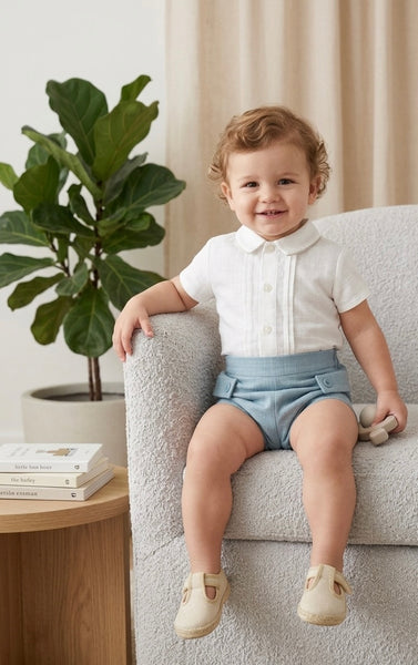 BOYS SHIRT WITH COLLAR AND SHORT 2P AZULEJO