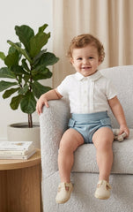 BOYS SHIRT WITH COLLAR AND SHORT 2P AZULEJO