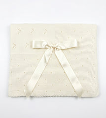 BABY SQUARED UVES BOW KNITTED BLANKET