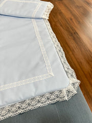 PIQUE EMBROIDERED LACE BABY BASSINET COVER SET