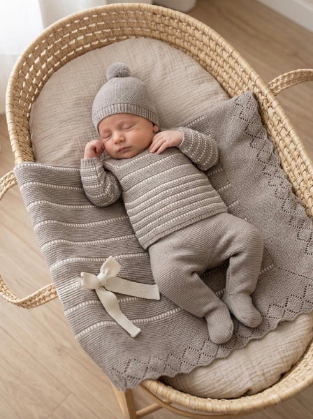 VISON BABY COLORED BLANKET AND NEWBORN 4P SET