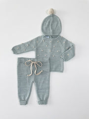 DUSTY GREEN NEWBORN COLOURED BOBBLE 3P SET