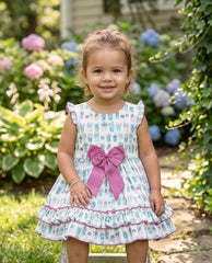GIRL PLANTS PRINT GREEN DRESS