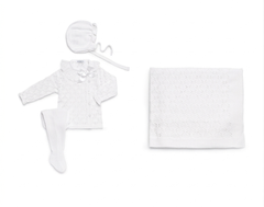 BABY RHOMBUS OPENWORK BLANKET AND NEWBORN 4P SET