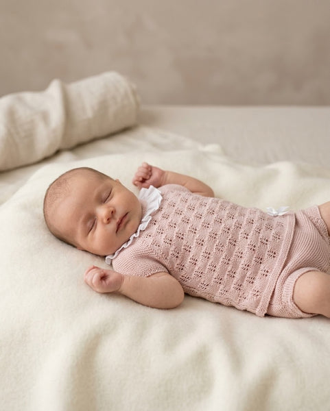GIRLS KNITTED MIXED RUFFLE COLLAR SHIRT AND BLOOMER 2P SET