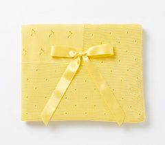 BABY SQUARED UVES BOW KNITTED BLANKET