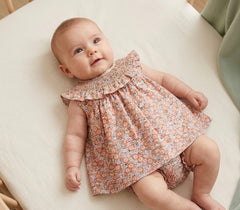GIRLS FLORAL SHORT DRESS WITH BLOOMER 2P SET RAVENA