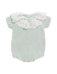 GIRLS LACE COLLAR KNITTED ROMPER
