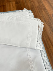 PIQUE EMBROIDERED LACE BABY BASSINET COVER SET
