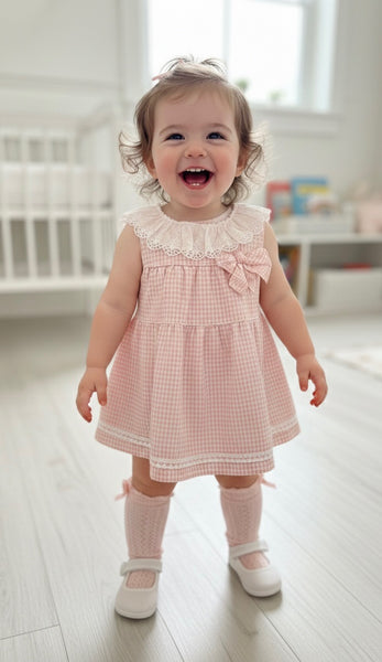 BABY GINGHAM SHORT PINK DRESS