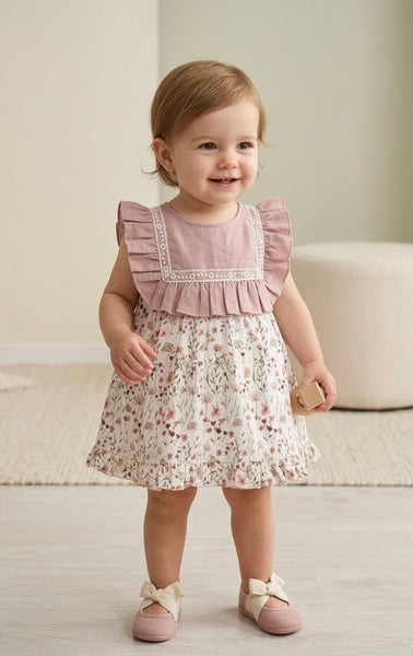GIRL WILD FLOWERS RUFFLE DRESS