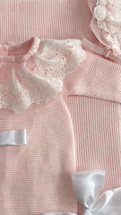 NEWBORN KNIT ONESIE PINK LUXURY 3P SET