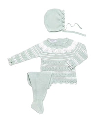 NEWBORN OPENWORK WHITE COMBINED 3P SET