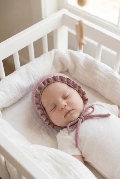 OLD PINK BABY KNITTED BONNET
