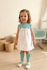 VESTIDO DE NIÑA DE PUNTO Y PLUMETI