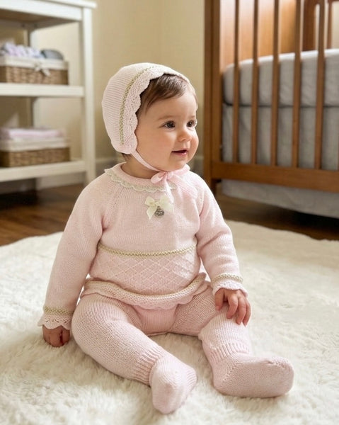 CONJUNTO DE 3 PIEZAS DE COLLAR DE ENCAJE CON PATRONES DE DIAMANTES PARA RECIÉN NACIDO