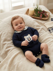 BOYS TEDDY BEAR KNITTED ROMPER