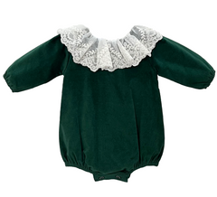 GIRL LACE COLLAR VELVET ROMPER