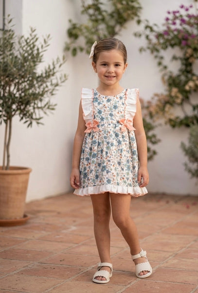GIRLS GREEN FLOWERS DRESS