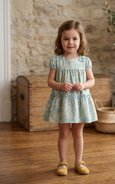 GIRLS LEAF  AND FLOWER DREES WITH BLOOMER  2P ALFARERIA