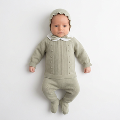 BEIGE NEWBORN BOBBLES AND COLLAR 3P SET