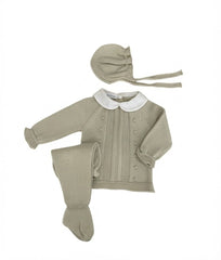 BEIGE NEWBORN BOBBLES AND COLLAR 3P SET