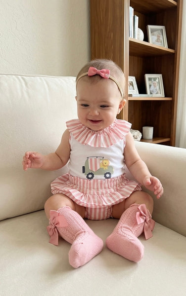 GIRLS STRIPED LION TRUCK TOP WITH BLOOMER 2P SET VERONA