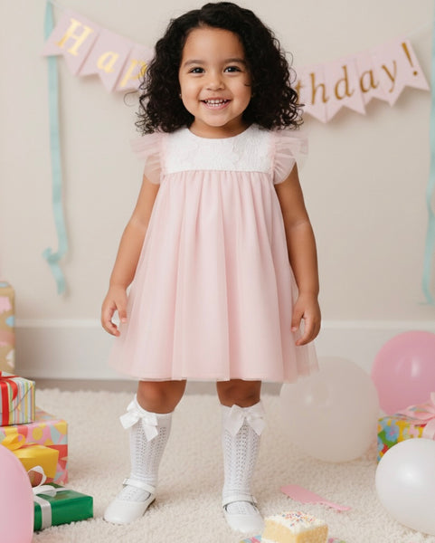 GIRL TULLE AND APPLIQUE SHORT DRESS SET SKYE