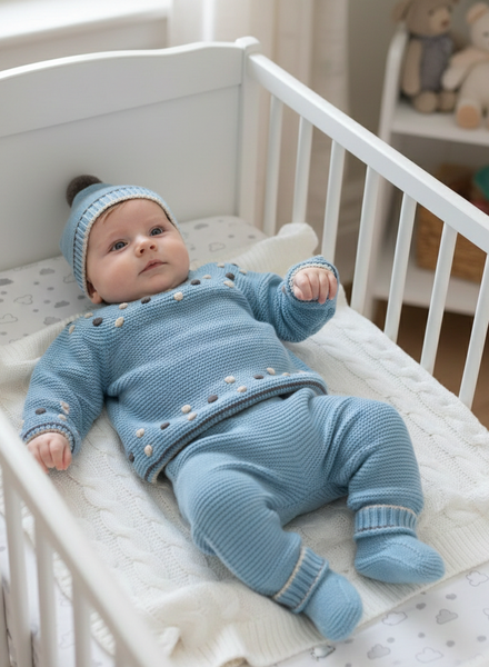 NEWBORN COLORED BOBBLES AND BOOTS 4P SET