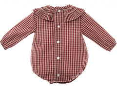 BABY BURGUNDY PLAID ROMPER ROMA