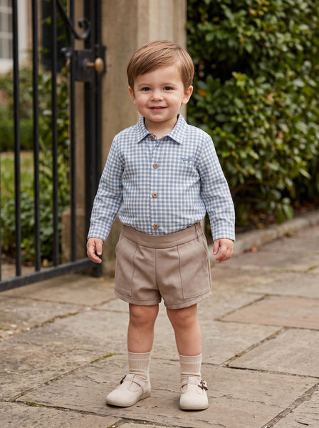 BOYS GINGHAM SHIRT AND SHORT SET VENECIA