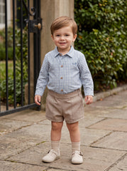 BOYS GINGHAM SHIRT AND SHORT SET VENECIA