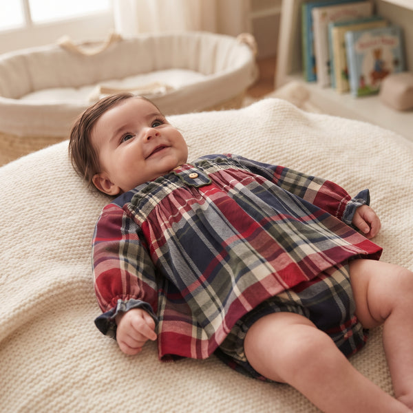 GIRLS TARTAN SHORT DRESS SET PASCUA
