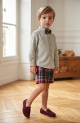 BOYS TARTAN SHORT AND SHIRT WITH BOW TIE  SET PASCUA
