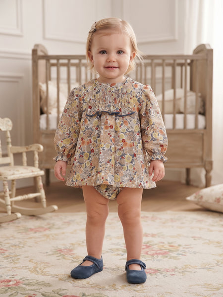 GIRLS FLOWERS SHORT DRESS SET CAMELIA