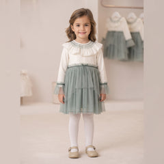 GIRLS SMOCKED RUFFLE COLLAR TULLE DRESS CANELA