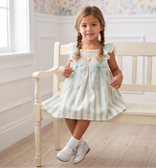 GIRLS STRIPED AND TULLE BOWS DRESS TRIESTE